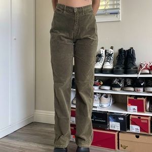 Vintage fdj french dressing high waist corduroy pants - size 10-army/mossy green